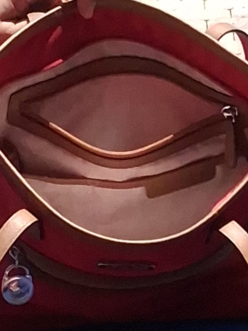 Michael Kors Red Nylon Tote with Tan Saffiano Leather Trim — Style 30T2SKPT1C - Picture 11 of 16